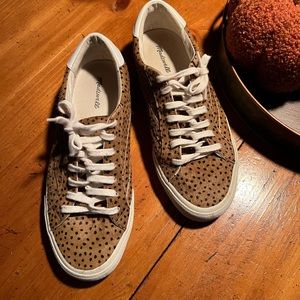 MADEWELL Calfskin Sidewalk SpotDot "Leopard" look Tennis Shoes 9